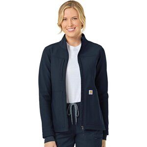 Women's Navy Modern Zip Welt Pocket Bonded Fleece Stylish Vest Jacket Design